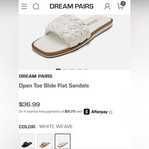 Dream Pairs:Women's White Woven Slide Sandals, SZ 7.5, New w/o Box